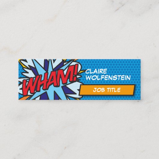 Gepersonaliseerde Pop Art Comic Book WHAM! Mini Visitekaartje (Voorkant)
