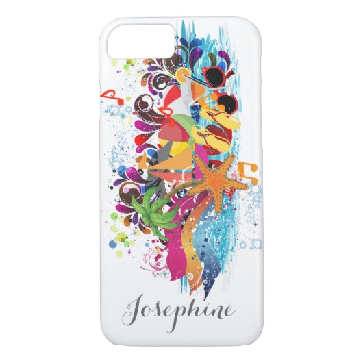 Gepersonaliseerde Pop Art Retro Beach telefoonhoes Case-Mate iPhone Case (Achterkant)