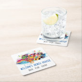 Gepersonaliseerde Pop Art Retro Summer Beach Onder Kartonnen Onderzetters (Insitu)