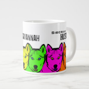 Gepersonaliseerde Pop Art Siberian Husky Grote Koffiekop