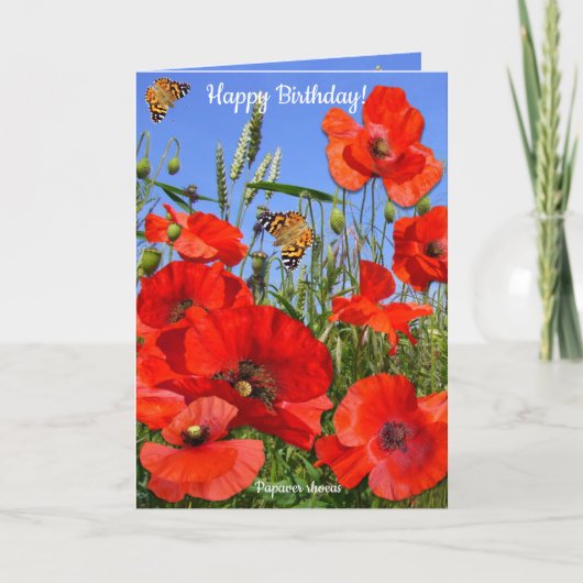 Gepersonaliseerde Poppy Field Happy Birthday Kaart (Voorkant)