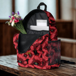 Gepersonaliseerde Poppy Patroon Rode Bloemen Rugza Bedrukte Rugzak