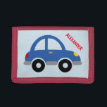 Gepersonaliseerde portefeuille van kind met speelg drievoud portemonnee<br><div class="desc">Gepersonaliseerde portefeuille van kind met illustratie van de speelgoed. Cute Birthday of kerstcadeauidee voor kleine jongens. Personaliseerbare met naam of monogram letter van uw kind. Maak er een voor je zoon,  kleinzoon,  neefje,  kleinkind enz. Kleurrijke illustratie van blauw voertuig. Dag en kerstcadeauideeën voor kinderen.</div>