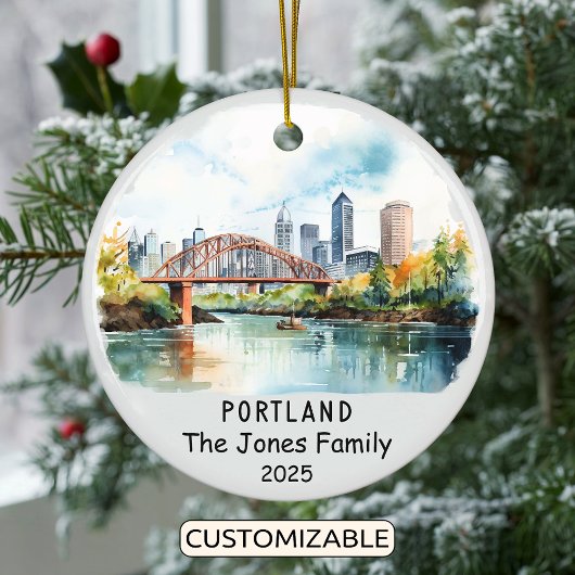 Gepersonaliseerde Portland Ornament, Oregon Keramisch Ornament