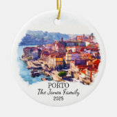 Gepersonaliseerde Porto Ornament, Portugal Gift Keramisch Ornament (Voorkant)