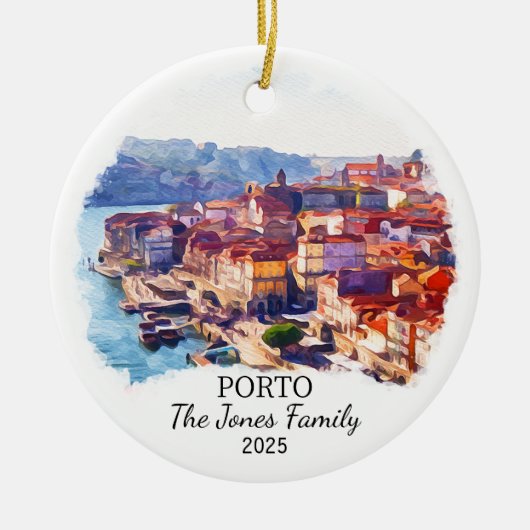 Gepersonaliseerde Porto Ornament, Portugal Gift Keramisch Ornament (Voorkant)