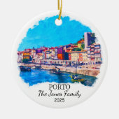 Gepersonaliseerde Porto Ornament, Portugal Gift Keramisch Ornament (Voorkant)