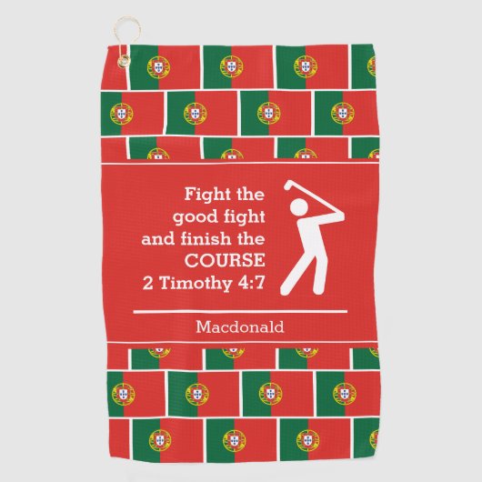 Gepersonaliseerde PORTUGAL Christelijk Golfhanddoek (Voorkant)