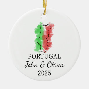 Gepersonaliseerde Portugal Ornament, Portugal Vlag Keramisch Ornament