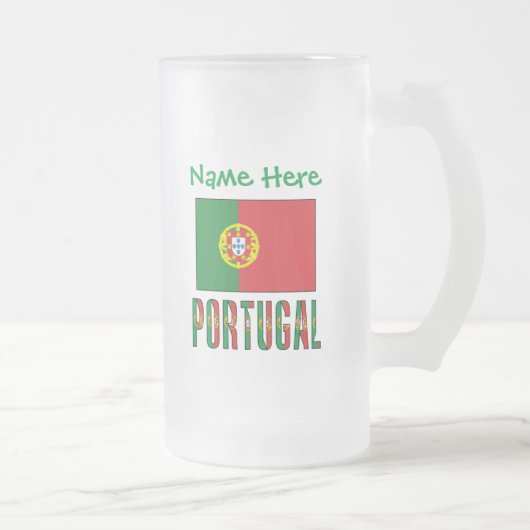 Gepersonaliseerde Portugese Vlag Erfgoed Matglas Bierpul (Rechts)