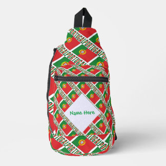 Gepersonaliseerde Portugese Vlag Tegelpatroon  Sling Bag