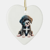 Gepersonaliseerde Portugese waterhond Puppy Keramisch Ornament (Rechts)