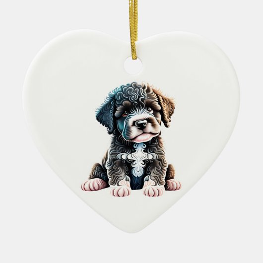 Gepersonaliseerde Portugese waterhond Puppy Keramisch Ornament (Voorkant)
