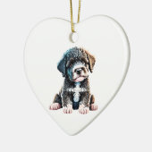 Gepersonaliseerde Portugese waterhond Puppy Keramisch Ornament (Links)