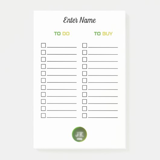 Gepersonaliseerde Post-it Notes te doen om JK 2025 (Voorkant)