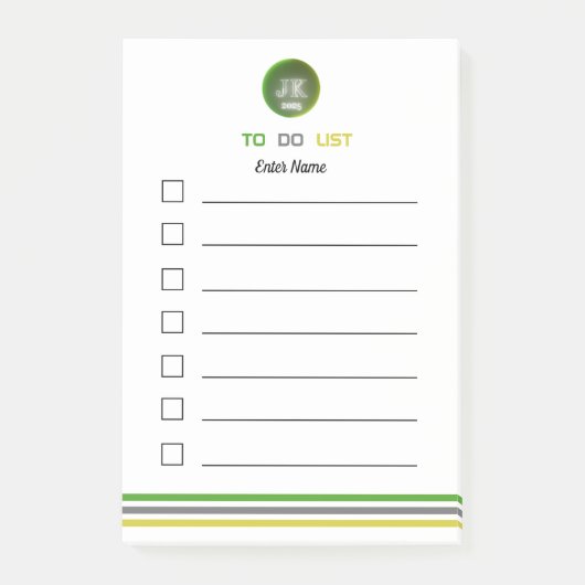 Gepersonaliseerde Post-it Notes to Do List 2025 JK (Voorkant)
