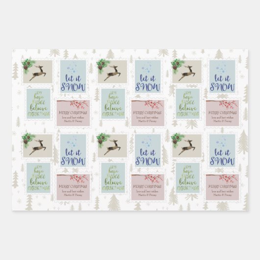 Gepersonaliseerde postailletjes en rotatiebalk inpakpapier vel (Voorkant)