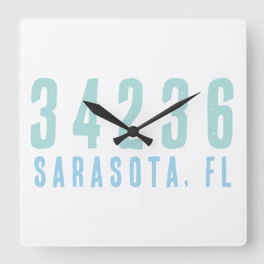 Gepersonaliseerde postcode, stad, staatskustblauwd vierkante klok (Voorkant)