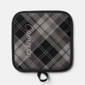 Gepersonaliseerde Pot Houder met Naam Zwart Plaid  (Voorkant)