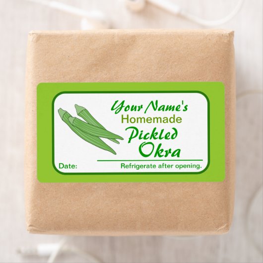 Gepersonaliseerde pot Stickers ingelegde okra groe (Insitu)