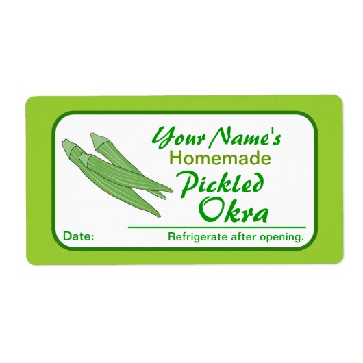 Gepersonaliseerde pot Stickers ingelegde okra groe (Voorkant)