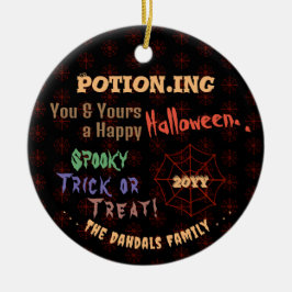 Gepersonaliseerde Potion Kleurrijke Halloween Spid Keramisch Ornament