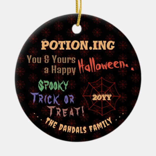 Gepersonaliseerde Potion Kleurrijke Halloween Spid Keramisch Ornament (Voorkant)