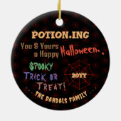 Gepersonaliseerde Potion Kleurrijke Halloween Spid Keramisch Ornament (Achterkant)