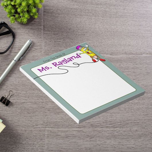 Gepersonaliseerde potlood krabbel groen ongevoerd notitieblok