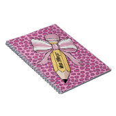 Gepersonaliseerde Potlood met roze en witte boog Notitieboek (Rechterzijde)