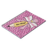 Gepersonaliseerde Potlood met roze en witte boog Notitieboek (Linkerzijde)