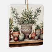 Gepersonaliseerde Potted Succulents Kerstmis Keramisch Ornament (Rechts)