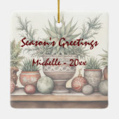 Gepersonaliseerde Potted Succulents Kerstmis Keramisch Ornament (Achterkant)