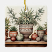 Gepersonaliseerde Potted Succulents Kerstmis Keramisch Ornament (Voorkant)
