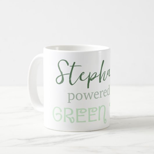 Gepersonaliseerde "Powered by Green Tea" Mok (Voorkant links)