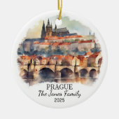 Gepersonaliseerde Praag Ornament, Tsjechië Gift Keramisch Ornament (Voorkant)