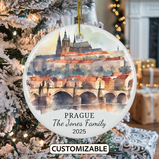 Gepersonaliseerde Praag Ornament, Tsjechië Gift Keramisch Ornament