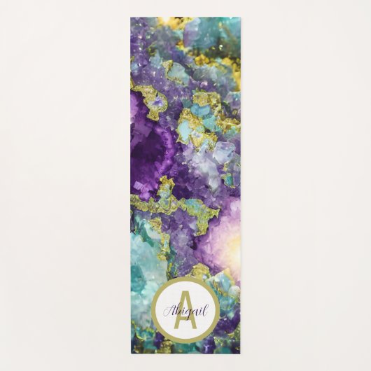 Gepersonaliseerde prachtige Amethyst Crystal Geode Yogamat (Voorkant)