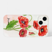Gepersonaliseerde prachtige aquarel papavers Print iPhone Hoesje (Achterkant horizontaal)