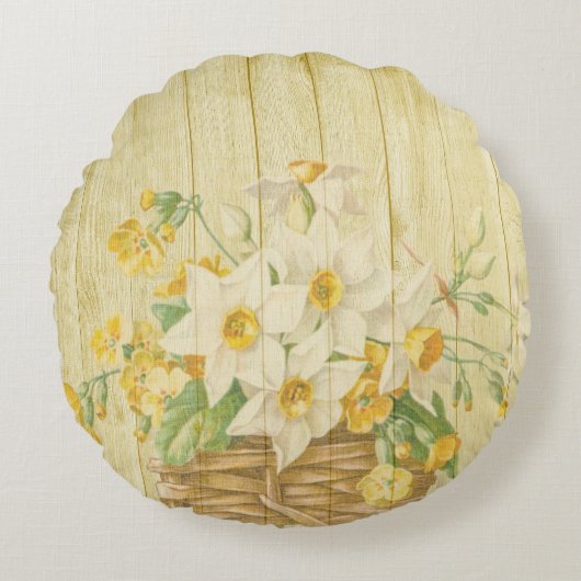 Gepersonaliseerde prachtige kleurige daffodis rond kussen (Voorkant)