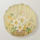 Gepersonaliseerde prachtige kleurige daffodis rond kussen (Achterkant)