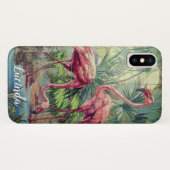 Gepersonaliseerde prachtige roze flamingo Mural Case-Mate iPhone Case (Achterkant (horizontaal))