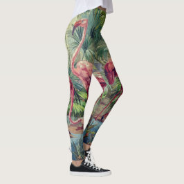 Gepersonaliseerde prachtige roze flamingo Mural Leggings