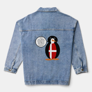 Gepersonaliseerde pratende Deense vlag Mevrouw Pin Denim Jacket