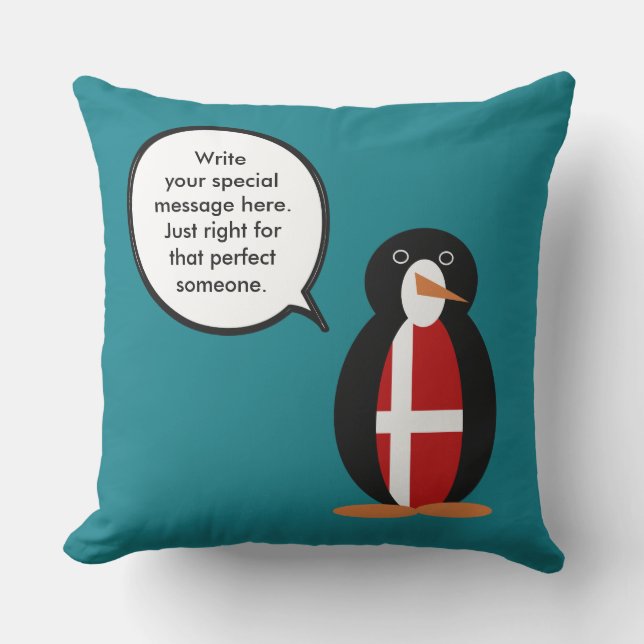 Gepersonaliseerde pratende Deense Vlag Ms Pinguïn Buitenkussen (Voorkant)