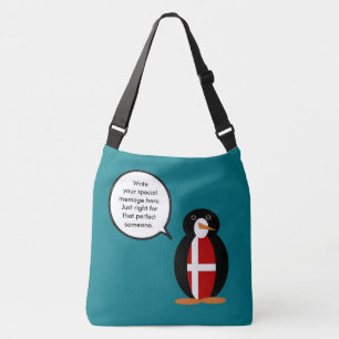 Gepersonaliseerde pratende Deense Vlag Ms Pinguïn Crossbody Tas