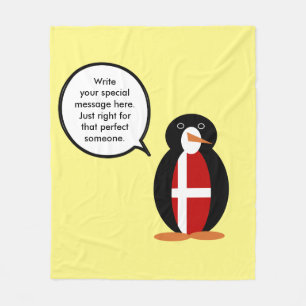 Gepersonaliseerde pratende Deense vlag Ms Pinguïn Fleece Deken