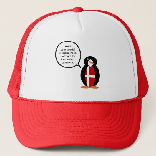 Gepersonaliseerde pratende Deense vlag Ms Pinguïn  Trucker Pet (Voorkant)