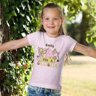 Gepersonaliseerde Pre-K Afstudeerder Retro Bow Pen T-shirt