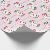 Gepersonaliseerde Preppy Christmas Monogram Crest Cadeaupapier (Hoek)